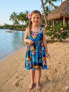 Tropical Blue Kids Dress